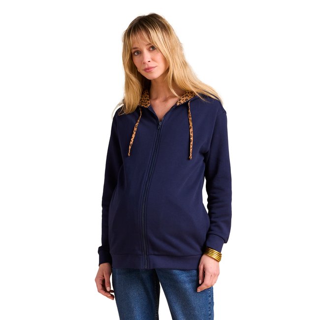 Sweat zippé évolutif avec protège- marine <span itemprop=