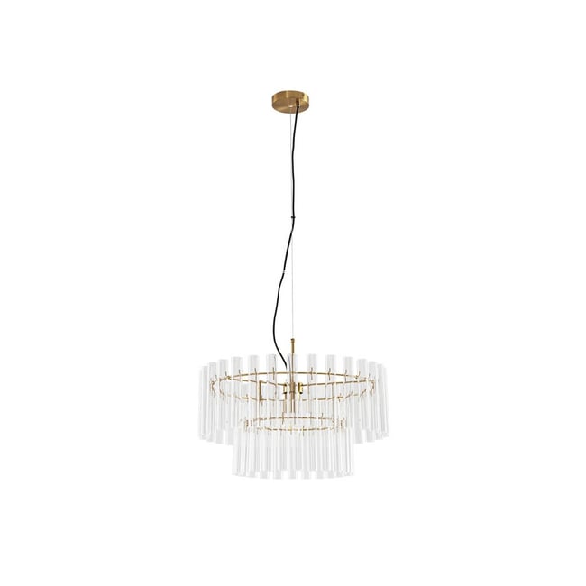 Suspension en verre moderne, Leanna Couleur transparent, laiton <span itemprop=
