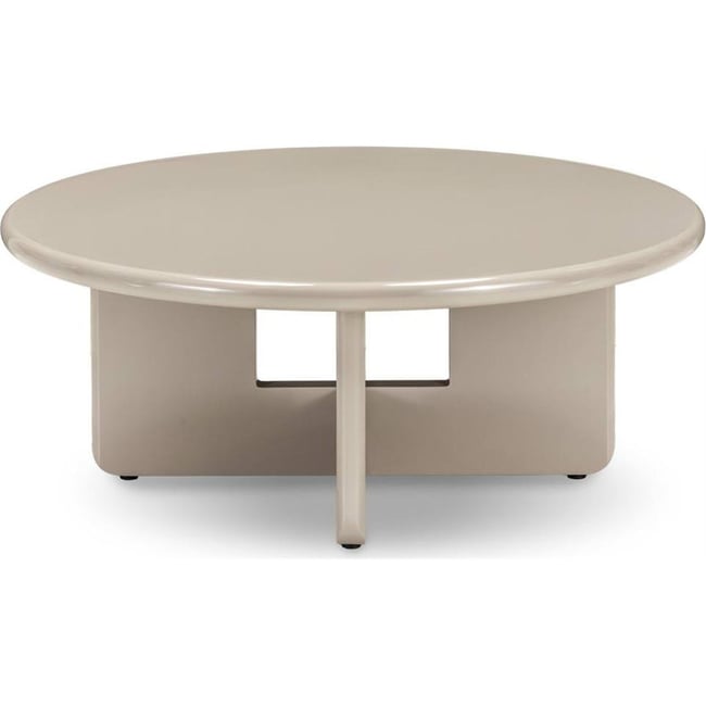 Table basse ronde collection LARNA Couleur beige brillant <span itemprop=