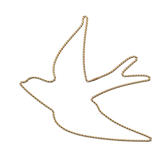 Déco murale Hirondelle fil laiton torsadé -  LOJI Couleur doré vieilli <span itemprop=