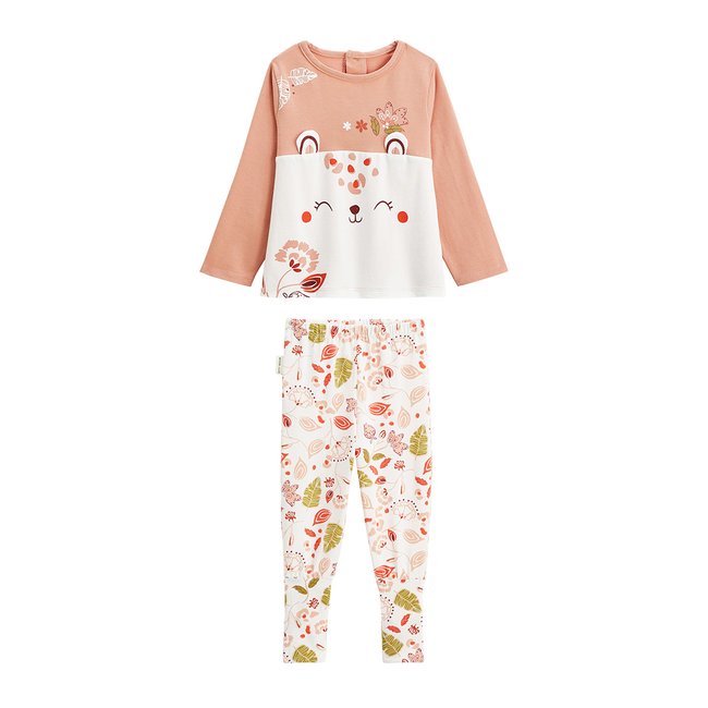 Pyjama enfant 2 pièces à pieds retroussables Mindanao rose <span itemprop=