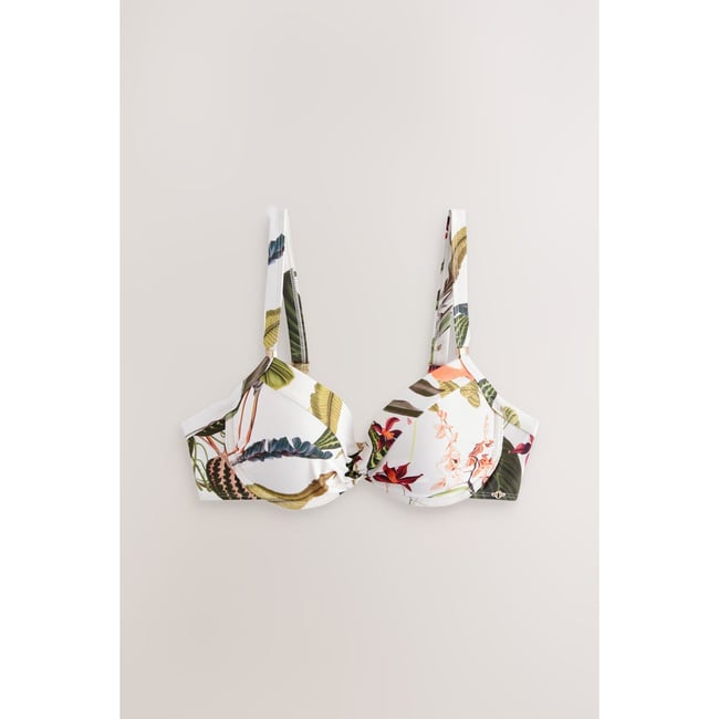 Haut de bikini remodelant à armatures crème  à fleurs <span itemprop=