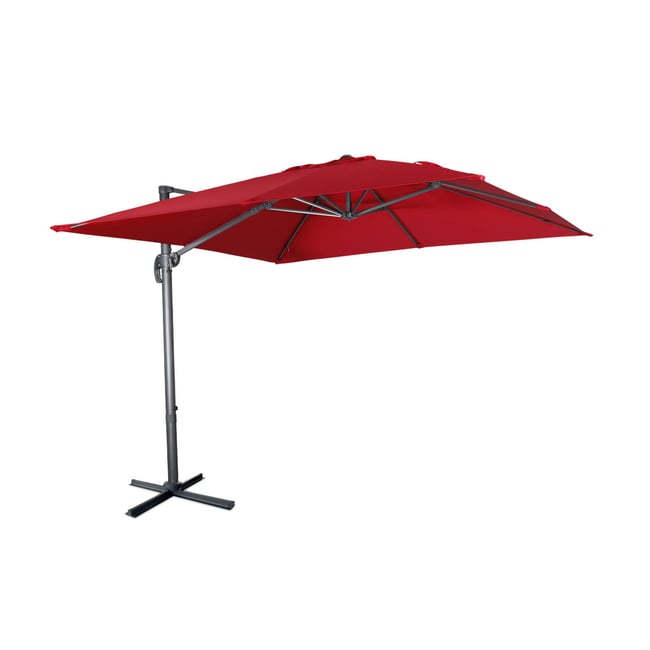 Parasol déporté carré 3x3m FALGOS rouge <span itemprop=