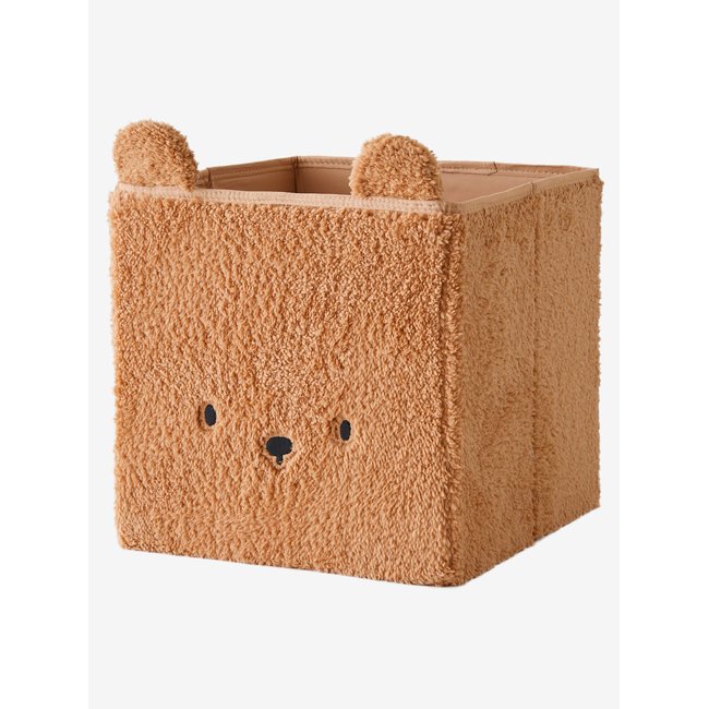 Bac de rangement en sherpa Ourson Couleur camel <span itemprop=