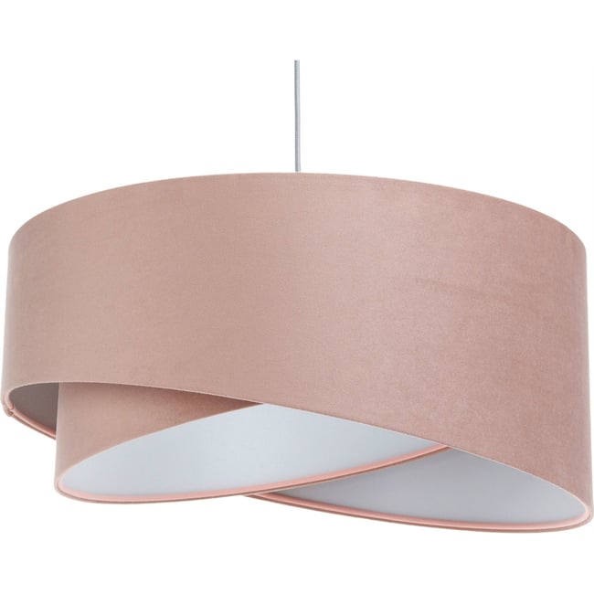 Suspension ronde en velours Jasmin bebe Couleur rose poudré et gris clair <span itemprop=