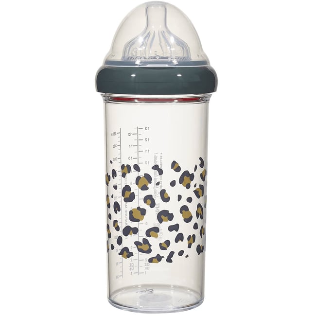 Biberon anti colique Léopard 360 ml transparent, noir, marron <span itemprop=