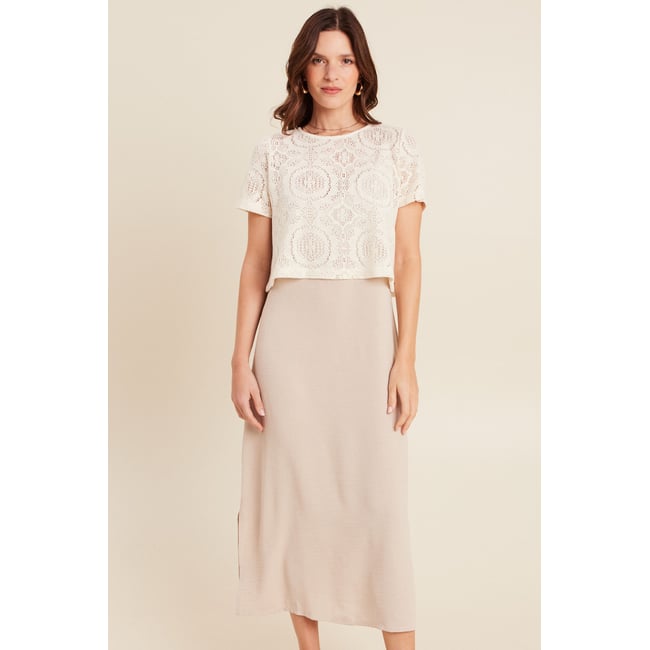 Robe 2 en 1 col rond gris clair <span itemprop=