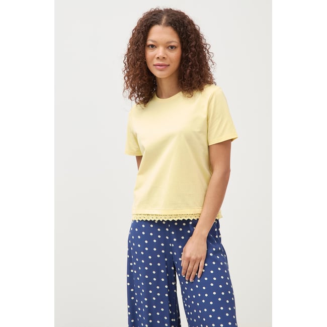 T-shirt droit col rond manches courtes jaune pastel <span itemprop=