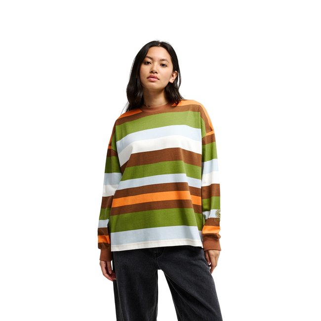 T-shirt manches longues SIBBALD vert rawhide stripe qsw <span itemprop=