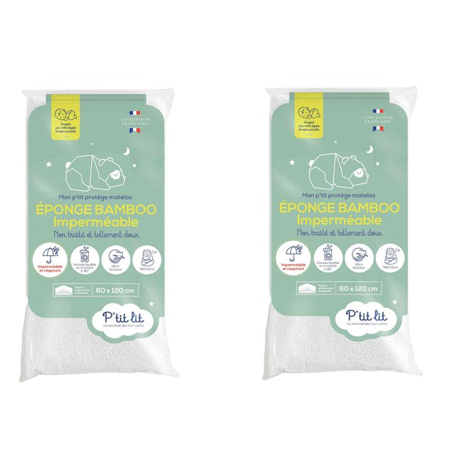 Protège matelas éponge BAMBOO (lot de 2) Couleur blanc <span itemprop=