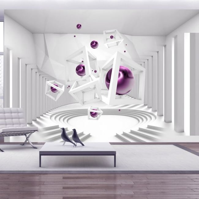 Papier peint intissé panoramique Abstractions Along the corridor Couleur gris / argent <span itemprop=