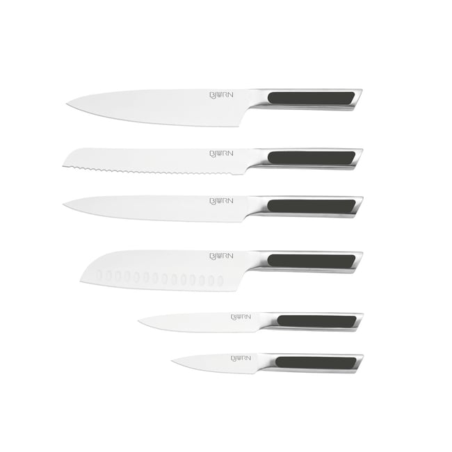 Lot de 6 couteaux de cuisine en inox, NUDE inox et noir mat <span itemprop=