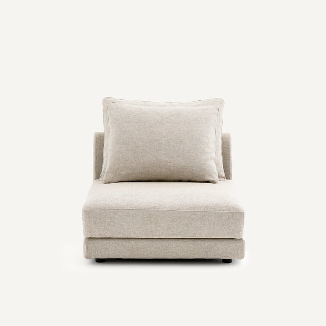 Chauffeuse modulable en texturé viscose et lin, TIBERIO Couleur naturel <span itemprop=