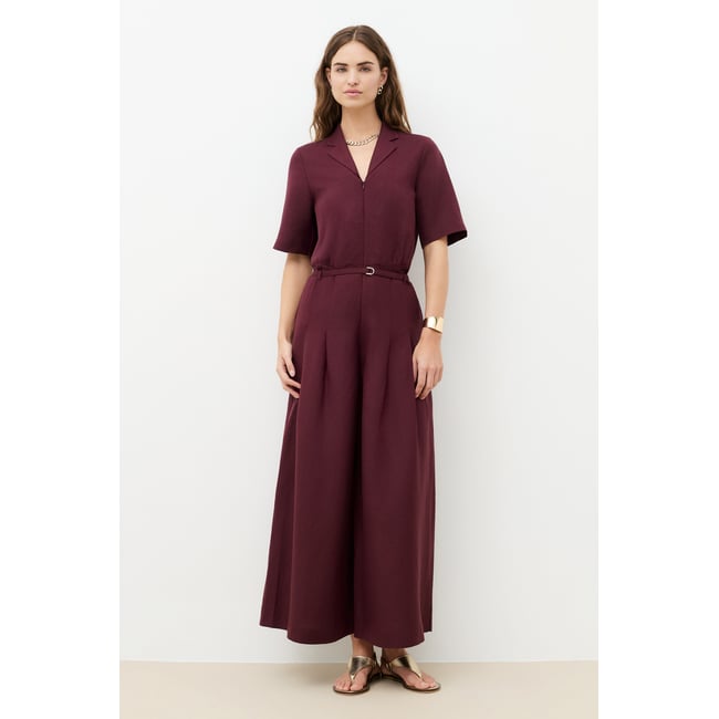 Combinaison ample lin COMBINAISON CAJOU2 violet foncé <span itemprop=