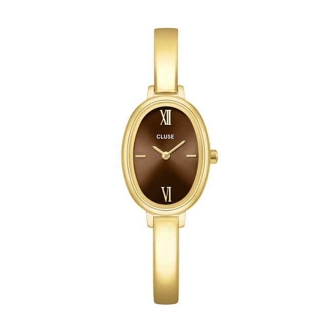 Montre Analogique  L'OVALE doré marron foncé doré <span itemprop=