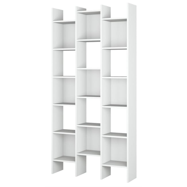 Bibliothèque 3 colonnes 15 compartiments Italian - H192 cm Couleur blanc <span itemprop=