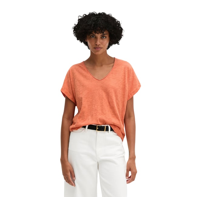 T-shirt loose en jersey slub orange <span itemprop=