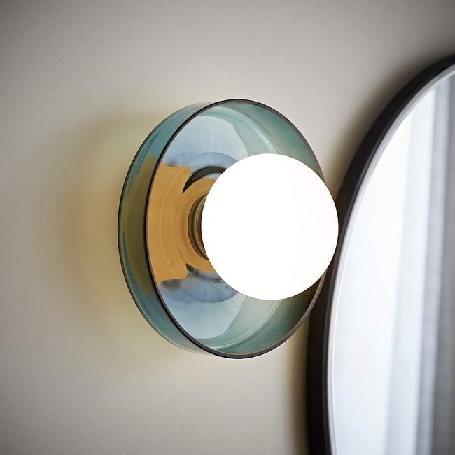 Neale Flush Glass Bathroom Wall Light, green, SO'HOME
