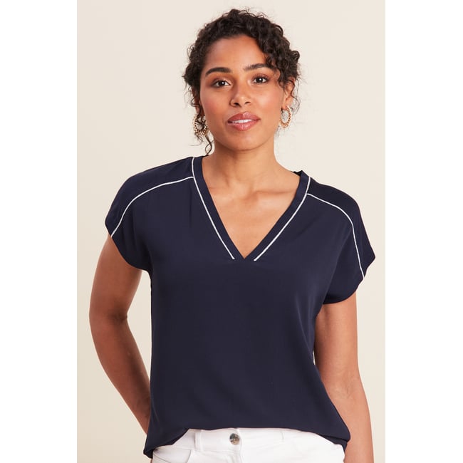 T-shirt manches courtes bleu foncé <span itemprop=