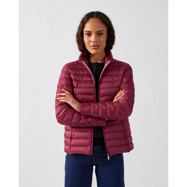 Doudoune légère zippée, col montant, CHA rouge framboise <span itemprop=