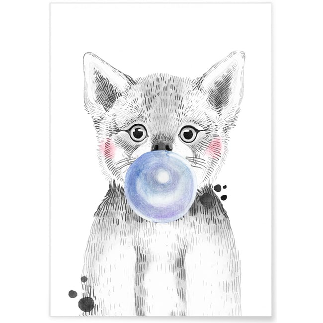Affiche Bulle de Loup Bleue Couleur blanc <span itemprop=
