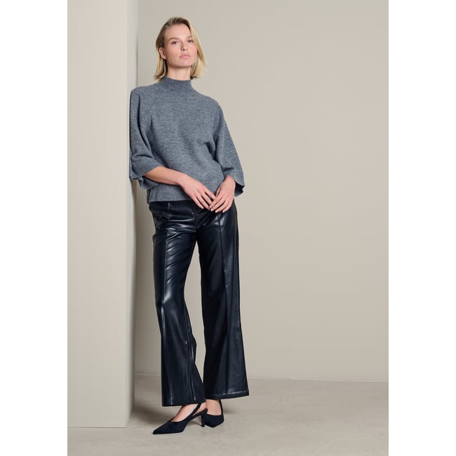 Pantalon droit effet cuir noir <span itemprop=
