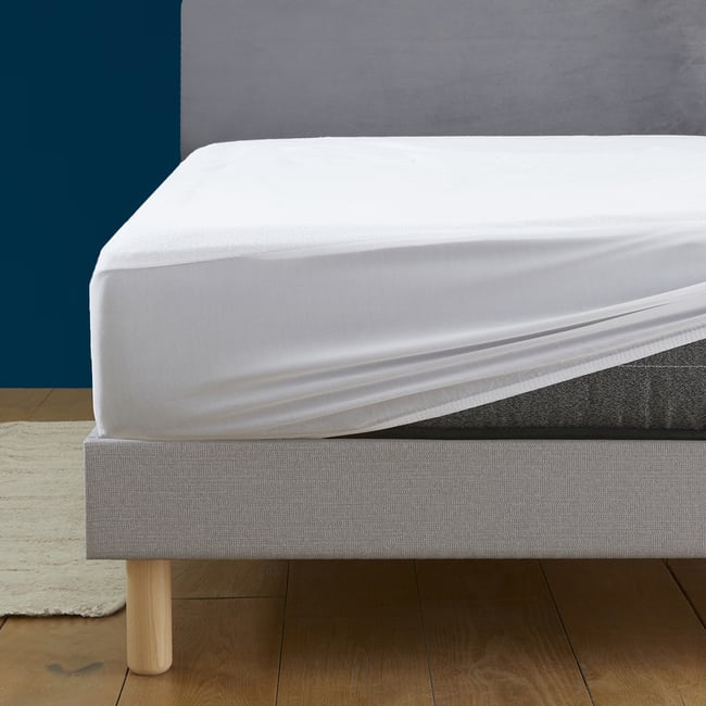 Alèse - Protège Matelas imperméable - Anti punaises de lit Couleur blanc <span itemprop=