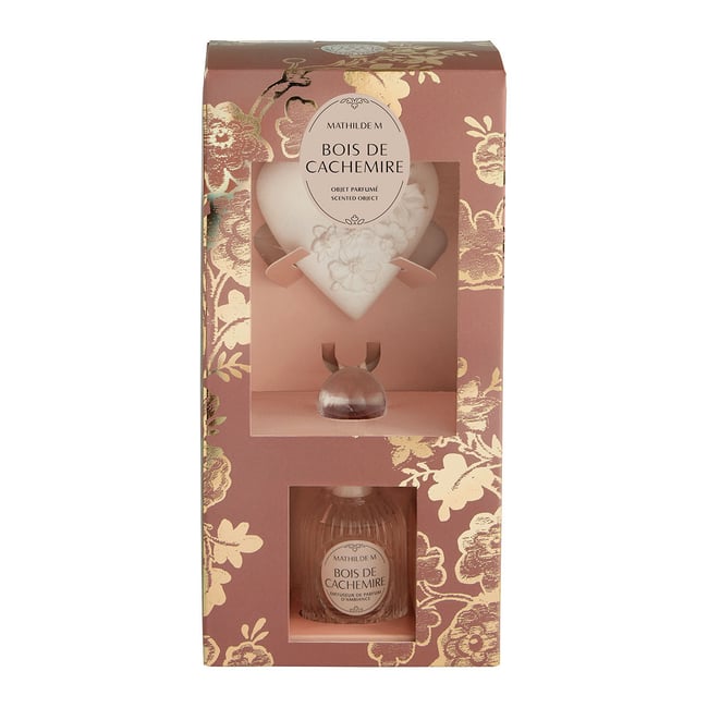 Coffret diffuseur et décor parfumé Bois de Cachemire TRÉSOR DE FLEURS Couleur rose <span itemprop=