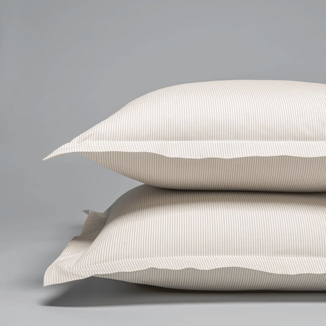 Taie d'oreiller oxford en coton tissé 120 fils - 300tc BIARRITZ blanc | beige <span itemprop=