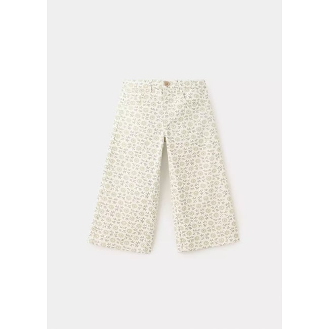 Jean style jupe-culotte à fleurs écru <span itemprop=