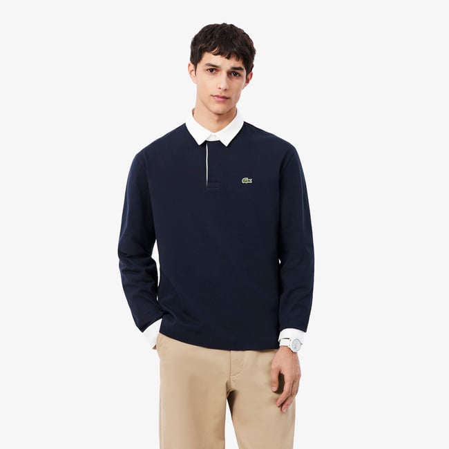 Polo rugby jersey relaxed fit bleu-mxq <span itemprop=