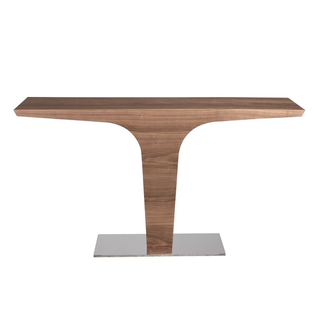 Console rectangulaire en noyer avec base en acier chromé Couleur noyer | acier <span itemprop=