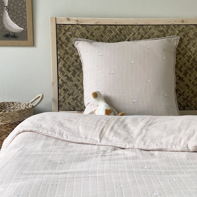 Parure de couette 1 personne gaze de coton bio NILS sable <span itemprop=