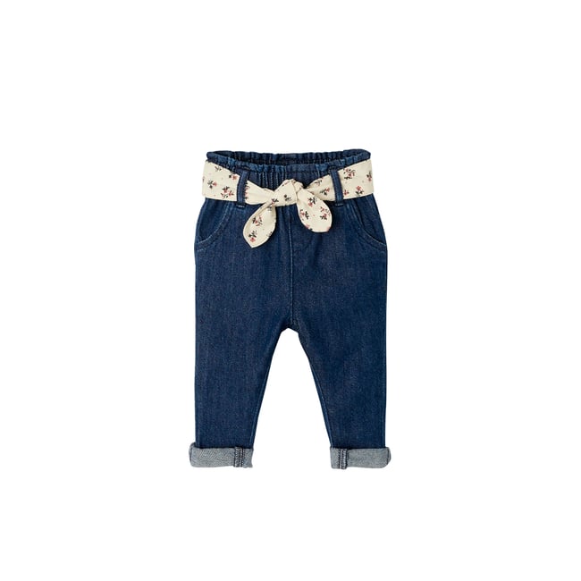 Jean avec ceinture en tissu - VERTBAUDET