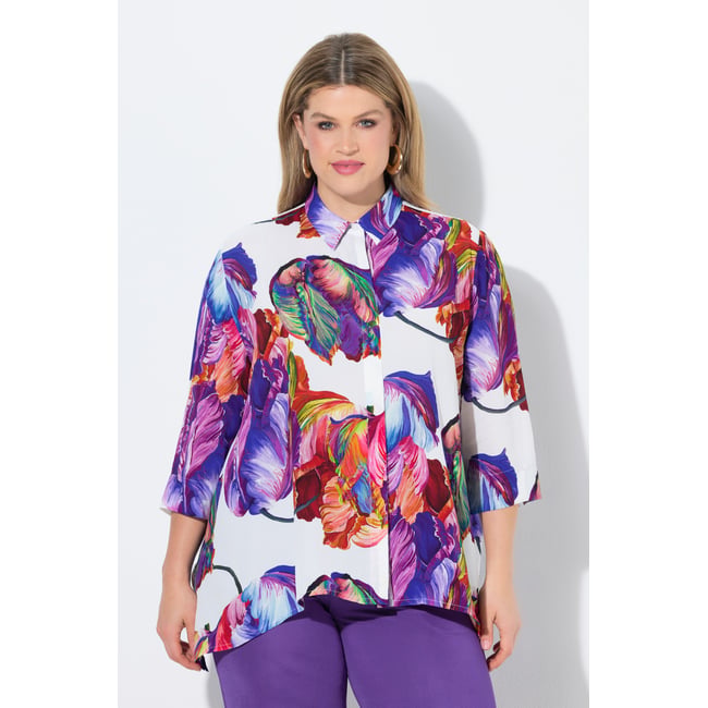 Chemisier motif aquarelle ultra violet <span itemprop=