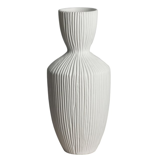 36cm White Stone Vase, cream, ÉDITÉ