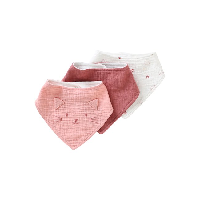 Lot de 3 bavoirs bandanas en gaze de coton - VERTBAUDET