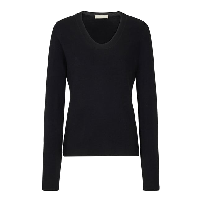 Pull-over Ultrafine Merino Wool noir <span itemprop=