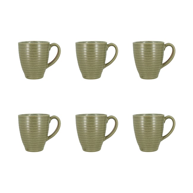Lot de 6 mugs 37cl en grès, TURBOLINO Couleur vert <span itemprop=
