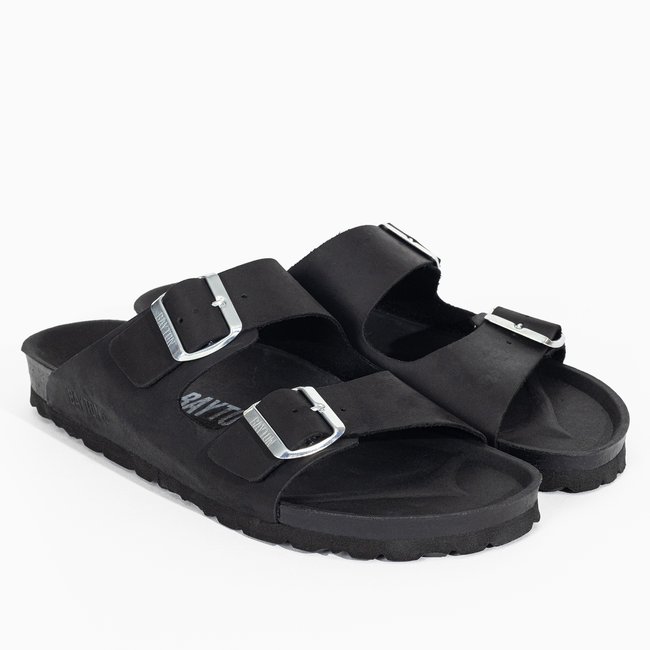Sandales en cuir ATLAS pour homme noir <span itemprop=