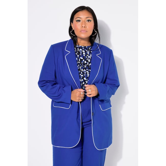 Blazer oversize avec passepoil bleu cobalt <span itemprop=