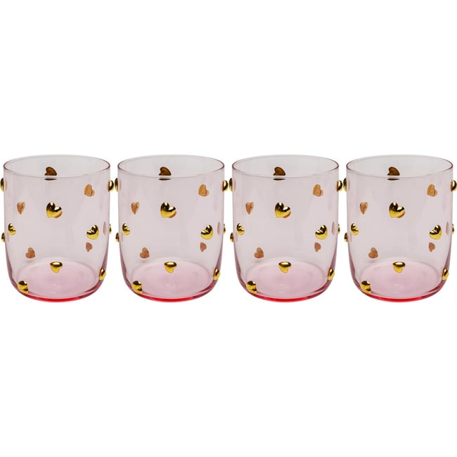 Lot de 4 verres à eau, PARTY HEARTS Couleur rose <span itemprop=