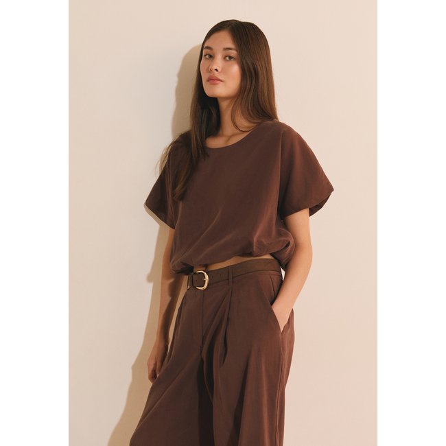 Top court effet boule PAMMY chocolat <span itemprop=