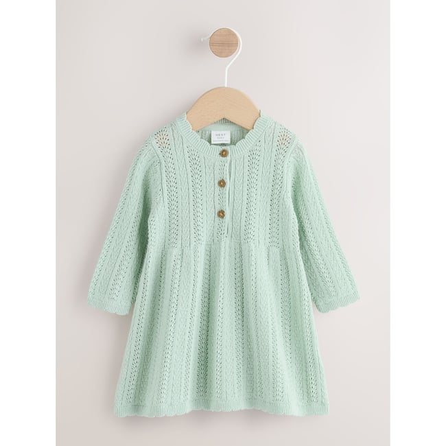 Robe bébé en maille vert sauge <span itemprop=