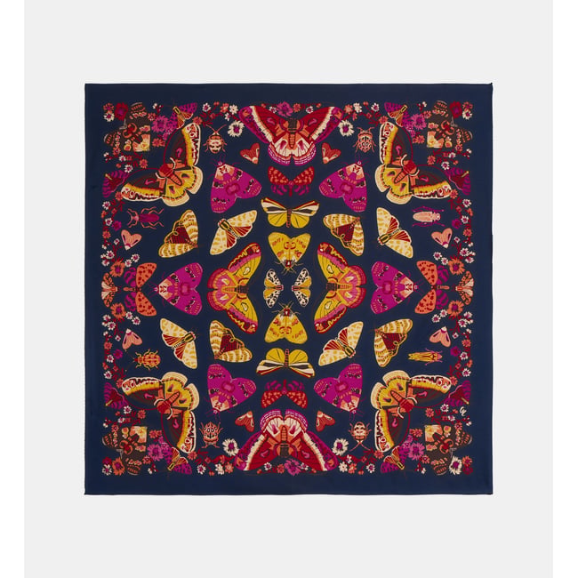 Carré de soie loulou à motifs papillons - GALERIES LAFAYETTE