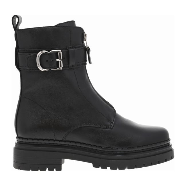 Bottines en cuir noires à talon décroché bas avec fermeture zippée noires <span itemprop=