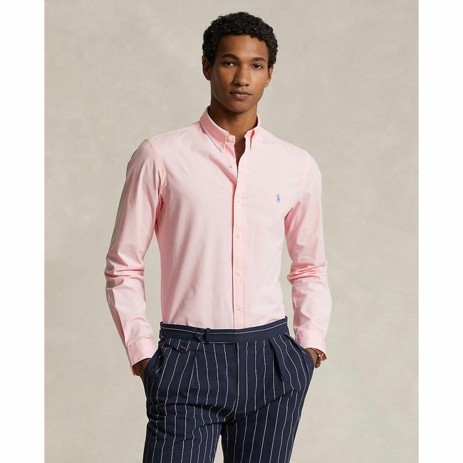 Slim-Fit-Hemd aus Stretch-Popeline rosa <span itemprop=