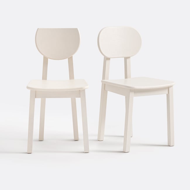 Lot de 2 chaises frêne, Tribal blanc <span itemprop=