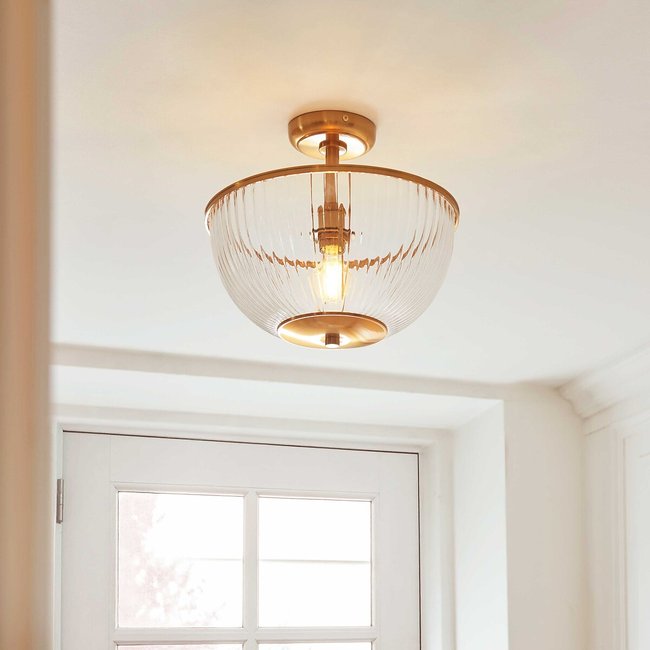 Sommerby Vintage-Style Glass Dome Ceiling Light, brass, ÉDITÉ
