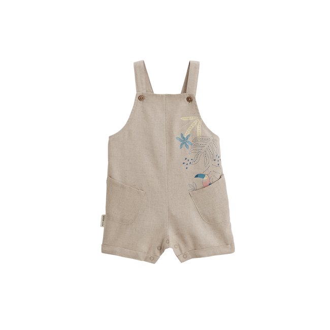 Salopette bébé en lin mélangé MOKA beige <span itemprop=